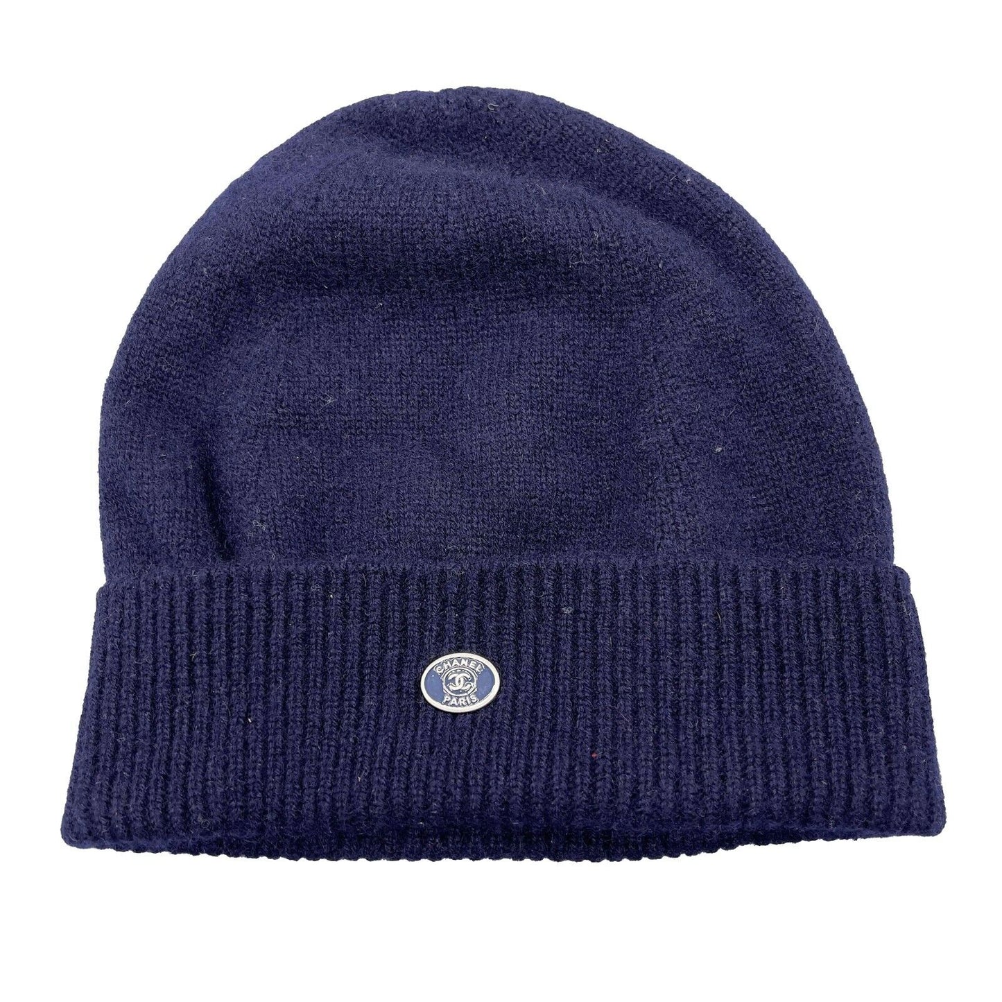 CHANEL - Cashmere CC Logo Beanie - Navy Blue Hat - CC Logo - One Size