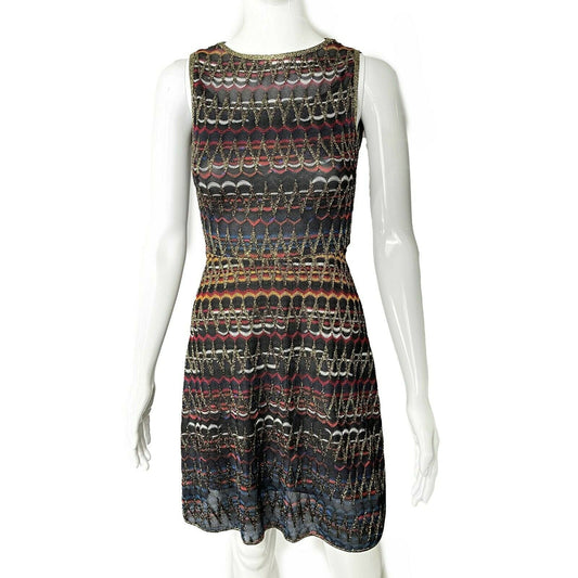 Missoni - Zig Zag and Scalloped Sleeveless Multicolor Dress -XXS/XS