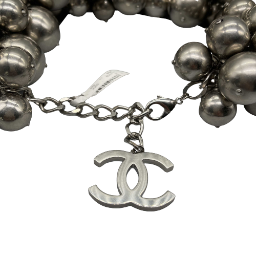 CHANEL - Summer 2013 - B13 S Silver CC Cluster Ball Chocker Necklace NEW w/ Tags