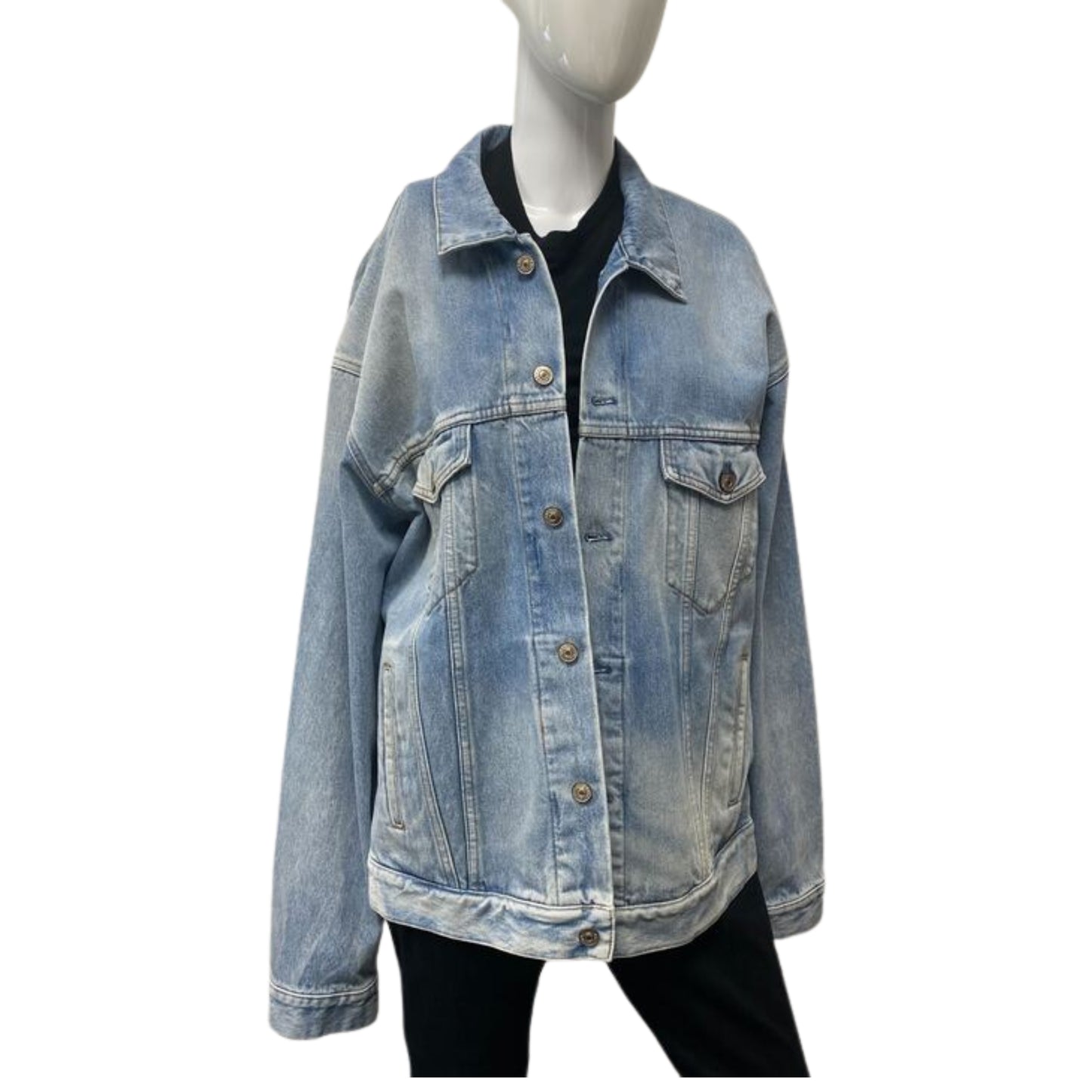 BALENCIAGA - Rainbow Flag Denim Jacket - Light Blue - Size 36