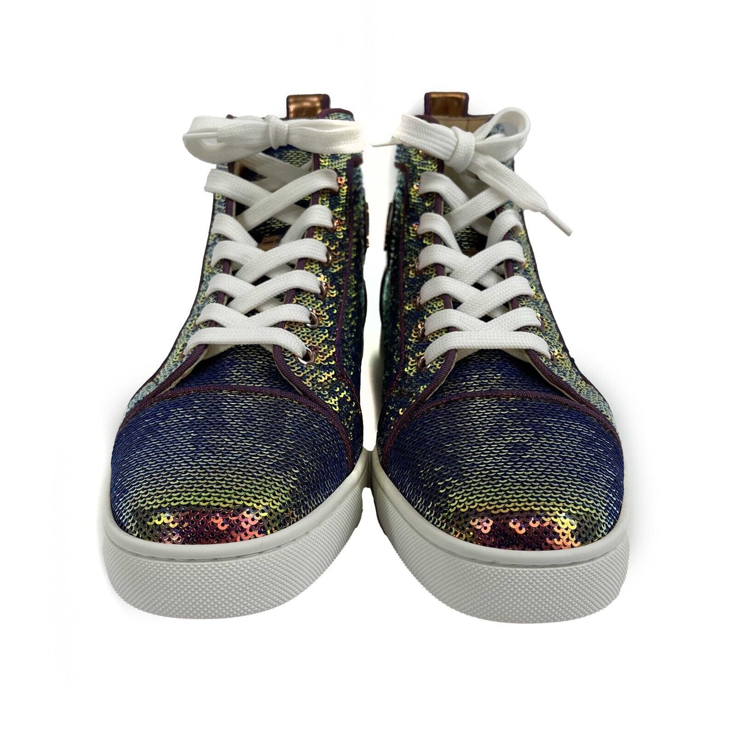 Christian Louboutin - Flat Iridescent Sequin Paillett High Top Sneaker 41 US 8