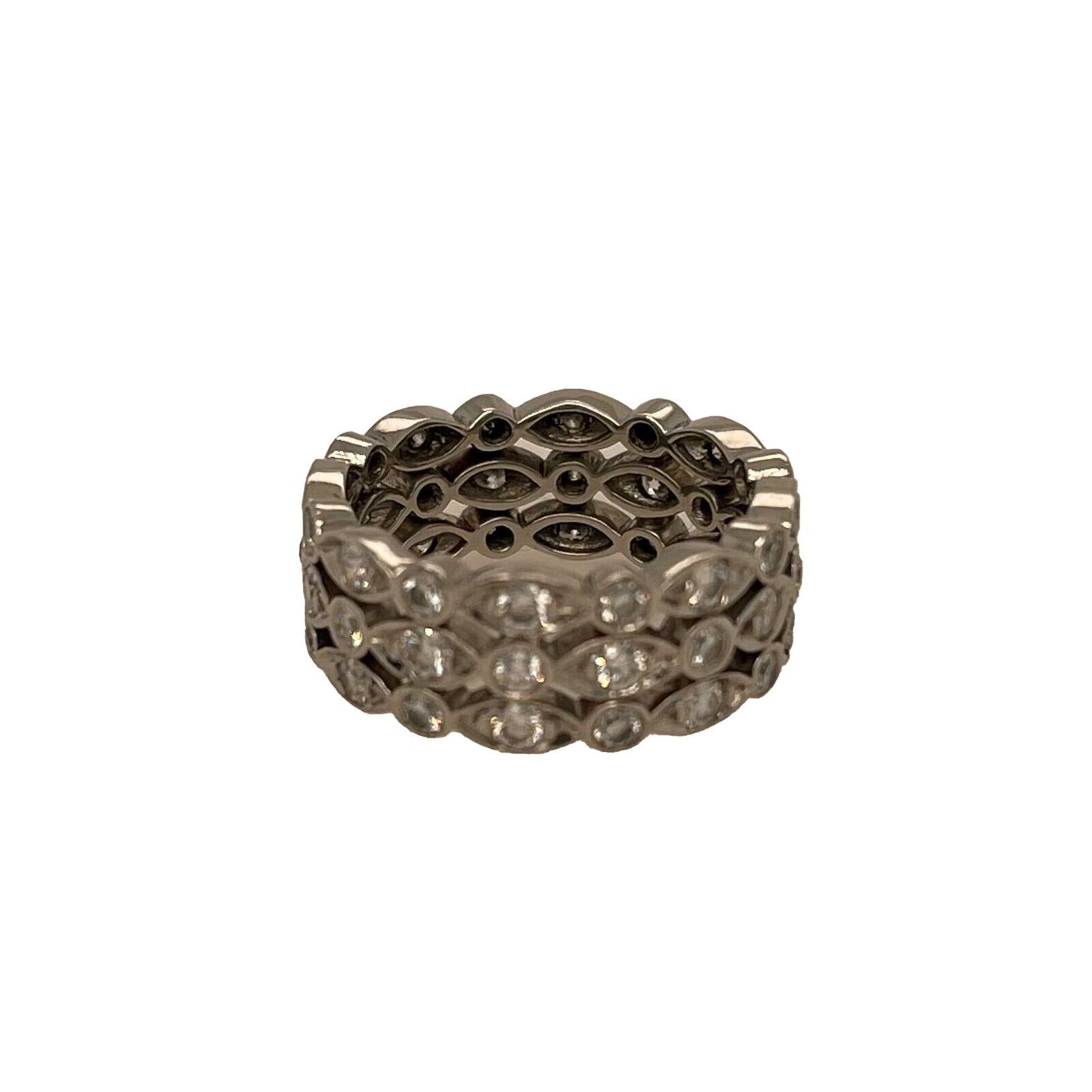 Tiffany & Co. - Platinum Diamond Jazz Three Row Eternity Band Size 5 - Ring