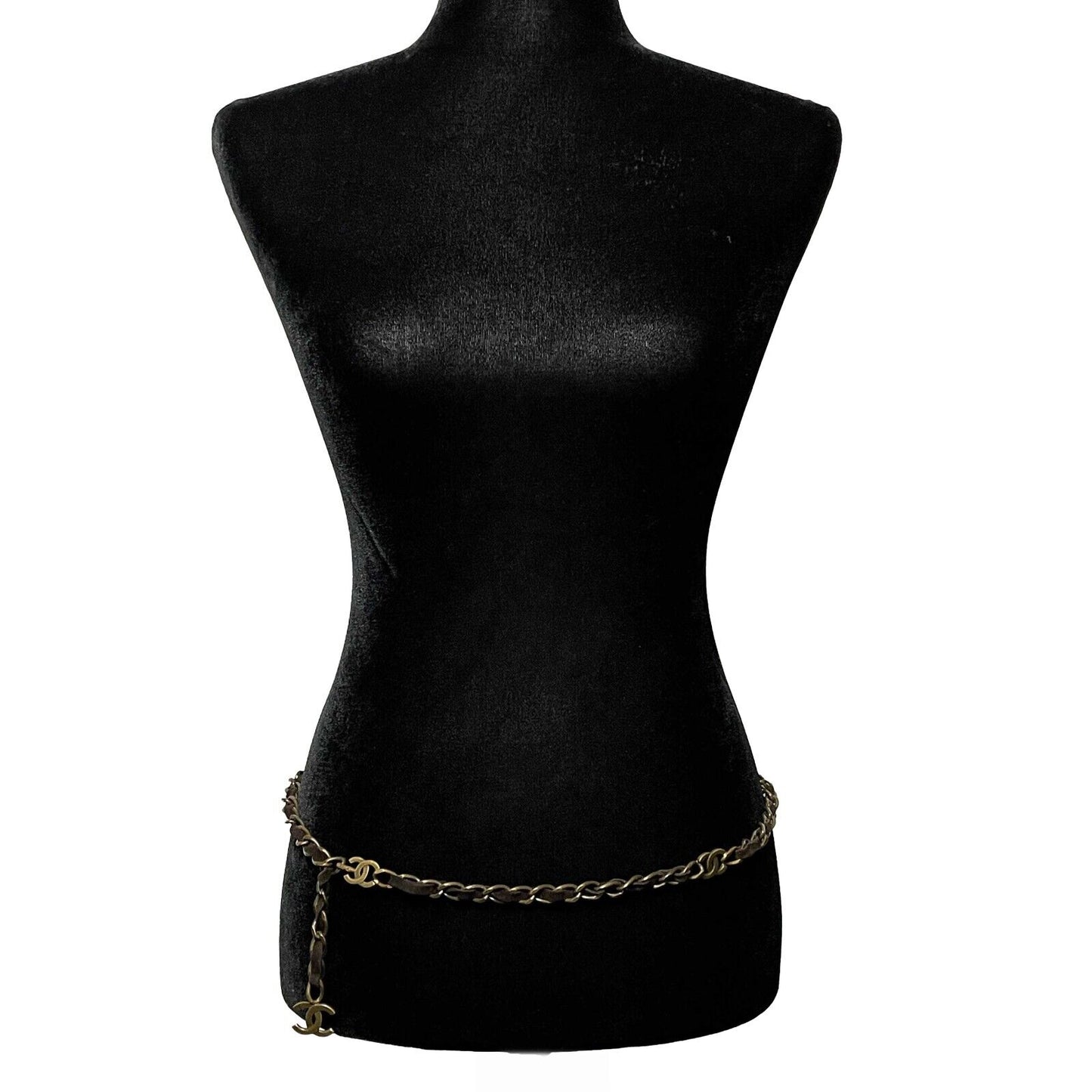 CHANEL - Vintage 97A 90s CC Chain Metal Suede Leather Belt - One Size