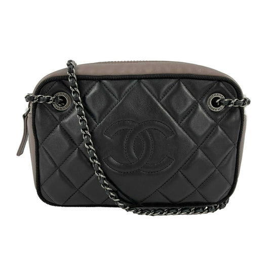 CHANEL - 2017 Bicolor Small Black / Taupe Ballerine CC Camera Case Crossbody