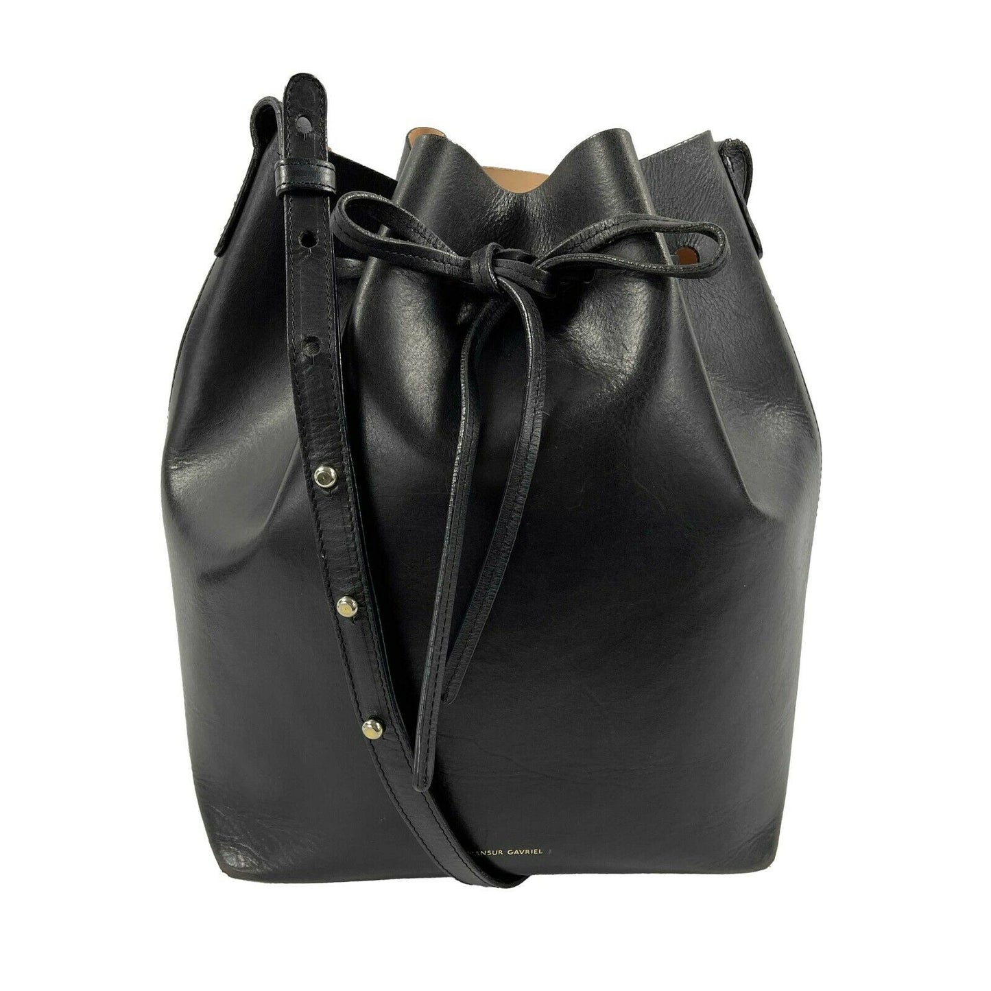 Mansur Gavriel - Black Leather Bucket Bag w/ Pouch - Crossbody Strap