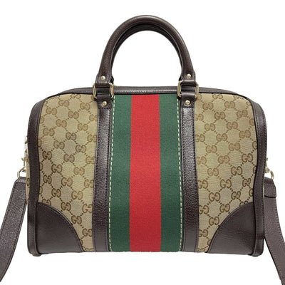 Gucci - Vintage Bee Web Boston Bag GG Canvas Medium Top Handle w/ Shoulder Strap