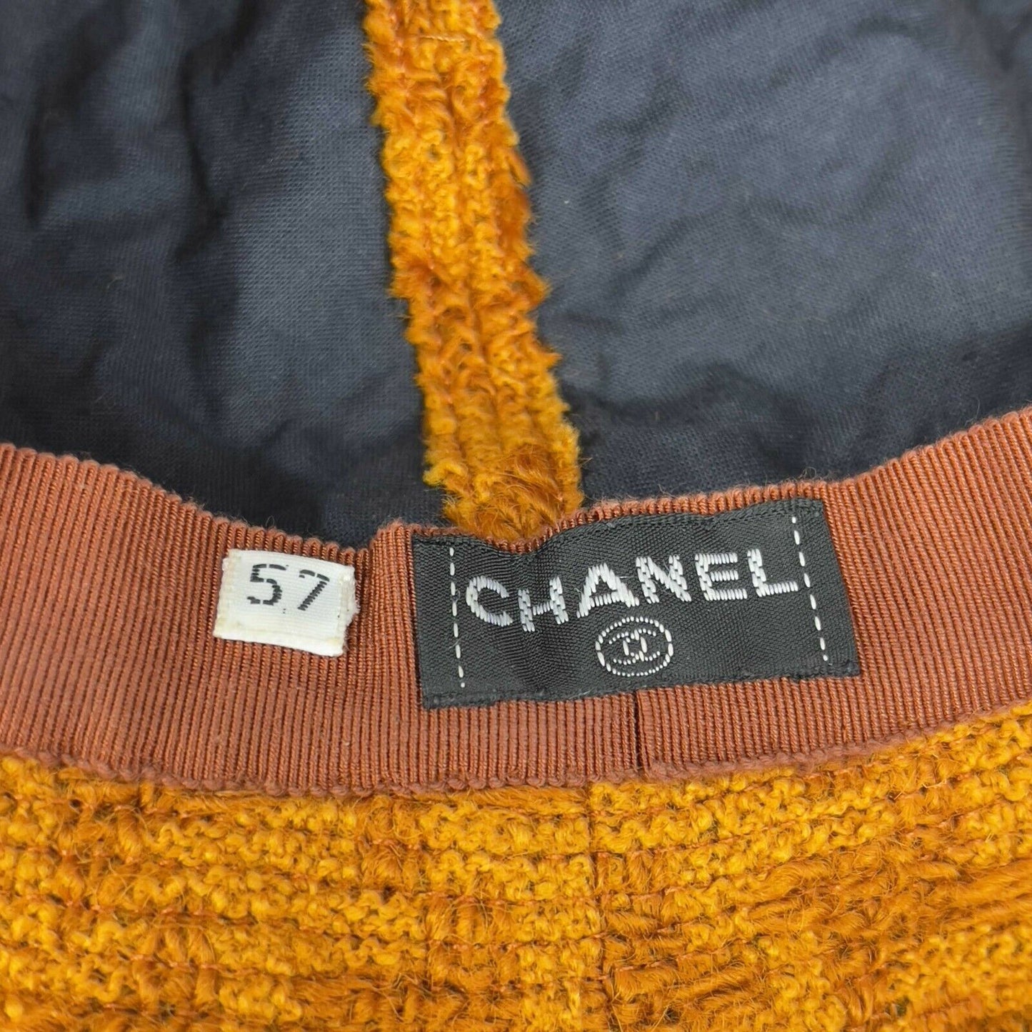 CHANEL - Vintage Orange Cloth Yarn Bucket Hat - Fringe Detail - 57 / S