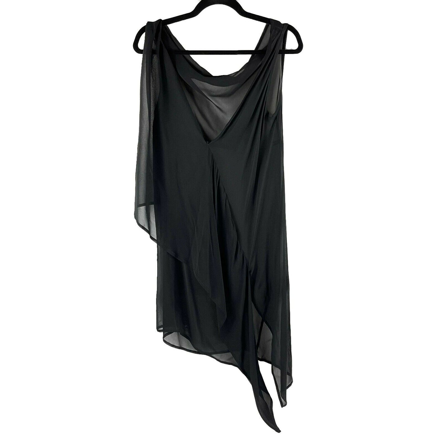 Ann Demeulemeester - Black Sheer Asymmetrical Dress - One Size