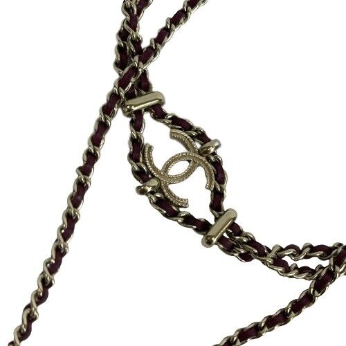 Chanel - 18B CC Leather Chain Multi Strand Choker Necklace