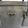 PRADA - Navy Saffiano Leather Bauletto Top Handle / Briefcase w/ Shoulder Strap