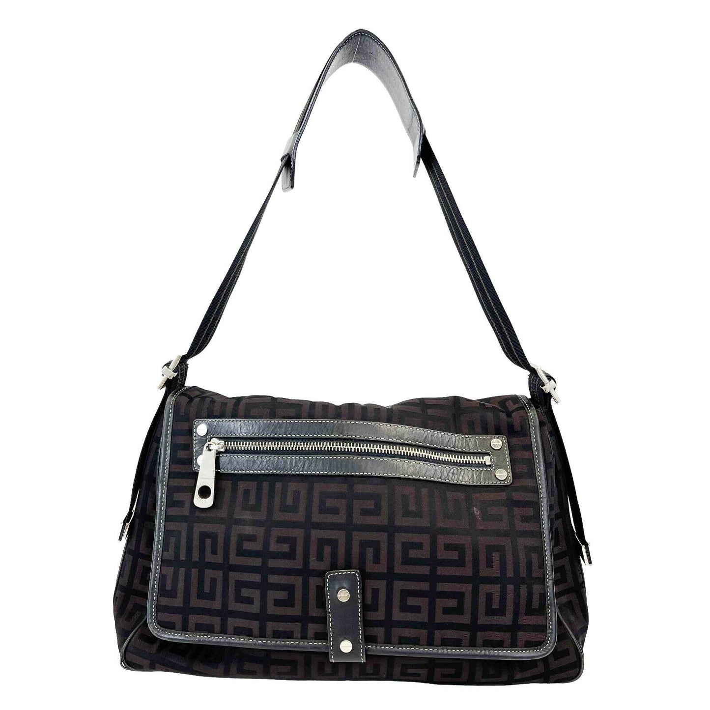 Givenchy - Black Brown Signature GG Monogram Nylon Flap - Shoulder Bag