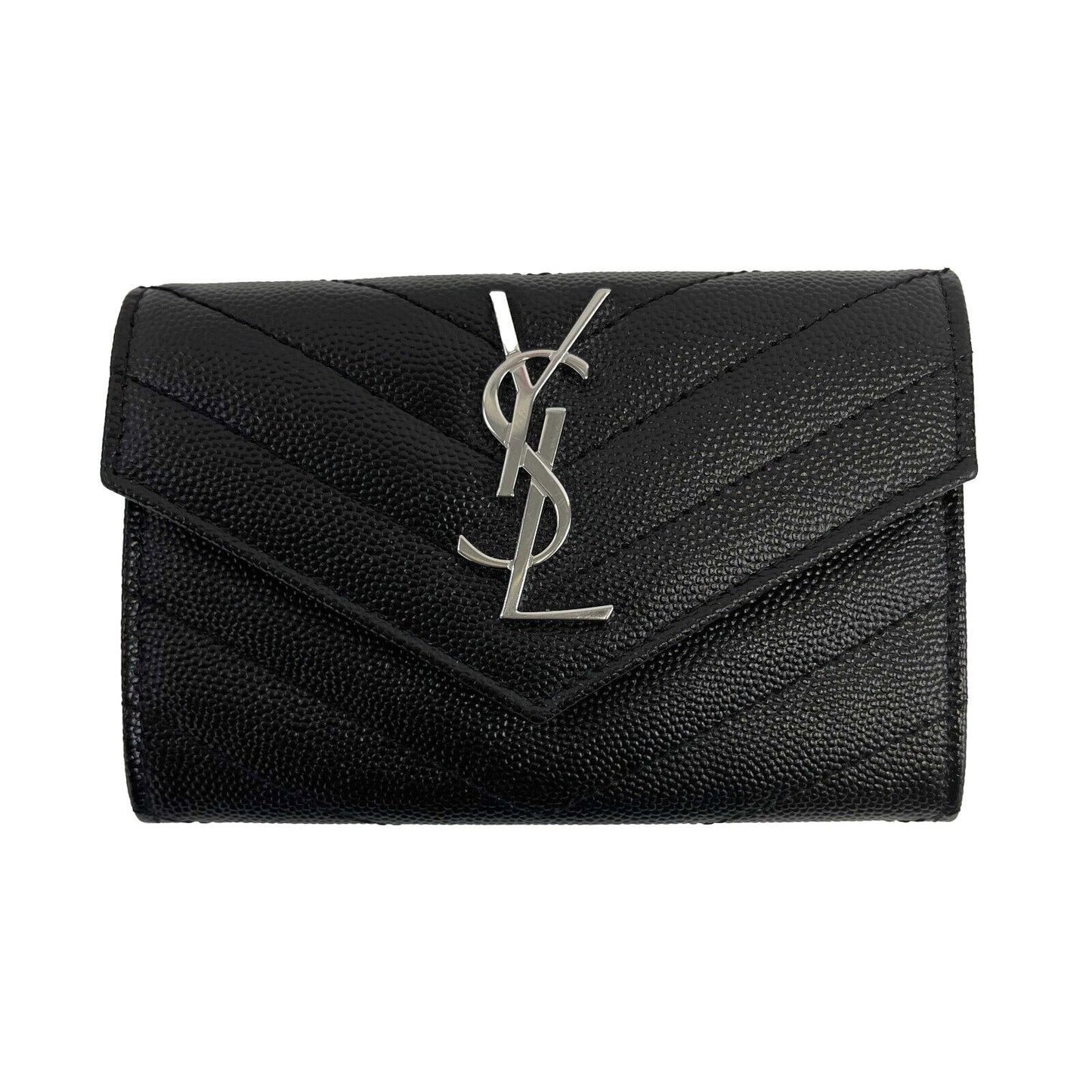 Saint Laurent - YSL - Small Envelope Wallet in Grain De Poudre Embossed Leather