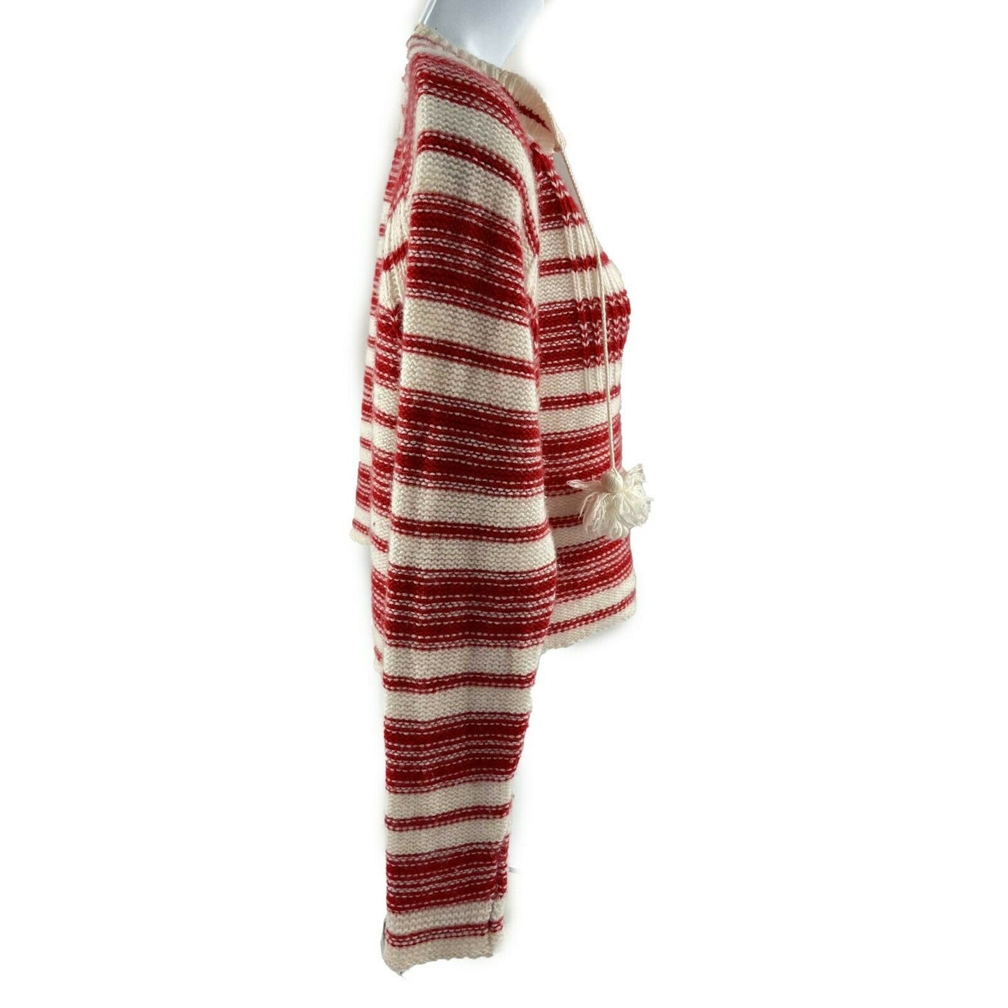 Christian Dior - Knit Cropped Stripe Tassel Sweater - White/Red - 36 US 4