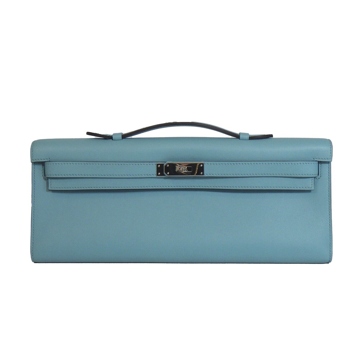 Hermes - New - Kelly Cut Clutch 2016 - Blue Attol - Top Handle