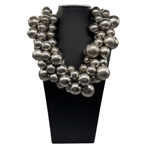 CHANEL - Summer 2013 - B13 S Silver CC Cluster Ball Chocker Necklace NEW w/ Tags