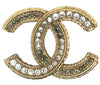 CHANEL -16V Clear and Grey Strass CC Logo - Clear / Grey / Gold Brooch w/ Box