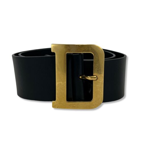 Christian Dior - Diorquake Leather D Buckle Black Belt - SIze 80 Fits US M/4-6