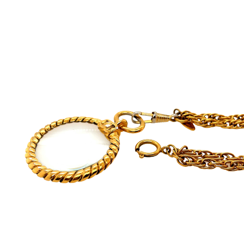 CHANEL - Vintage Chain Link CC Magnifying Glass Loupe Pendant Necklace