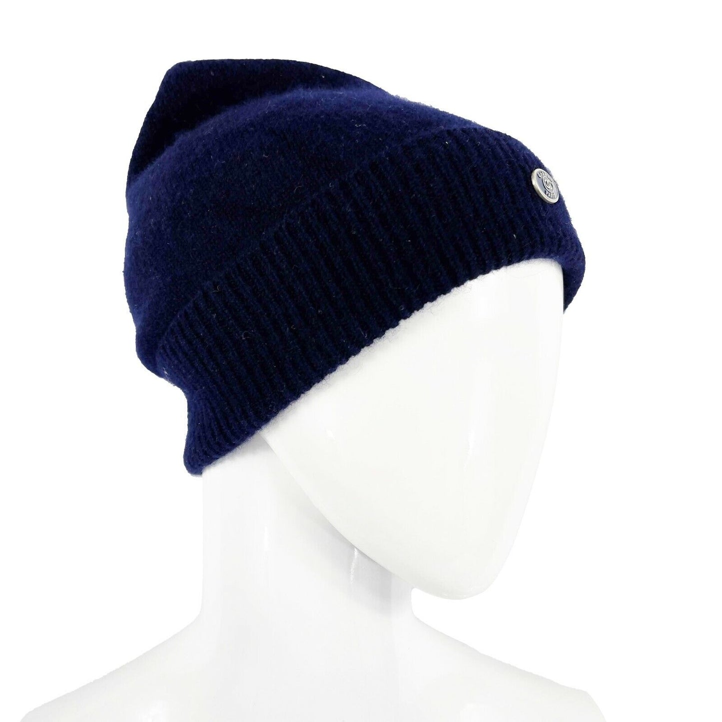 CHANEL - Cashmere CC Logo Beanie - Navy Blue Hat - CC Logo - One Size