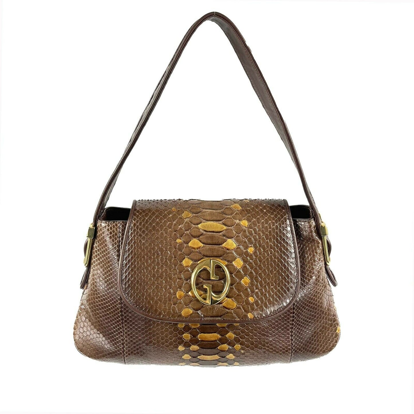 GUCCI -1973 Python Metallic Brown Python / Gold Shoulder Bag