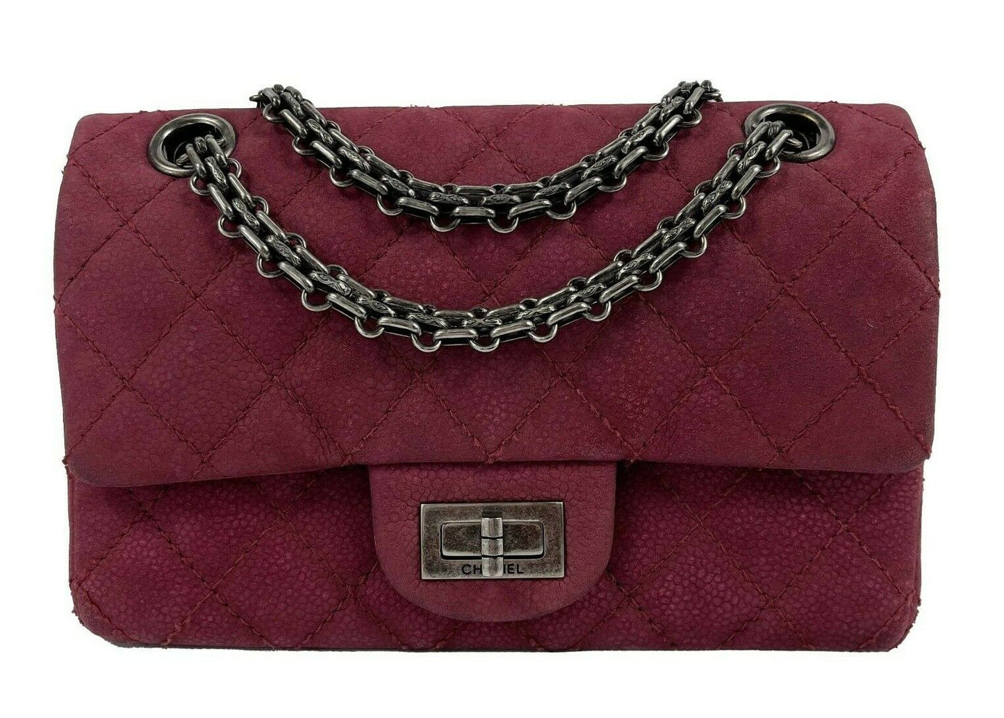 CHANEL- Matte Caviar 2.55 Reissue - Diamond Quilted Mini Raspberry Crossbody